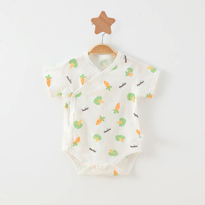 Simple Cartoon Print Summer Baby Rompers Girls Clothing