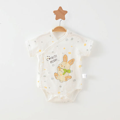 Simple Cartoon Print Summer Baby Rompers Girls Clothing