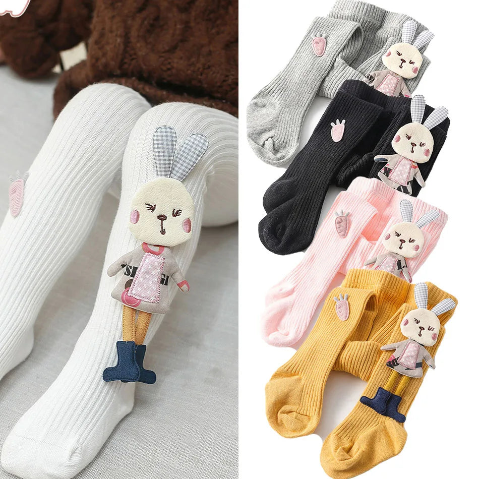Baby Tights Kids Ribbed Knit Socks Children Soft Bunny Bottoms Girls 2024 Korean Stockings Spring Autumn Fashion Leggings 1-8Y