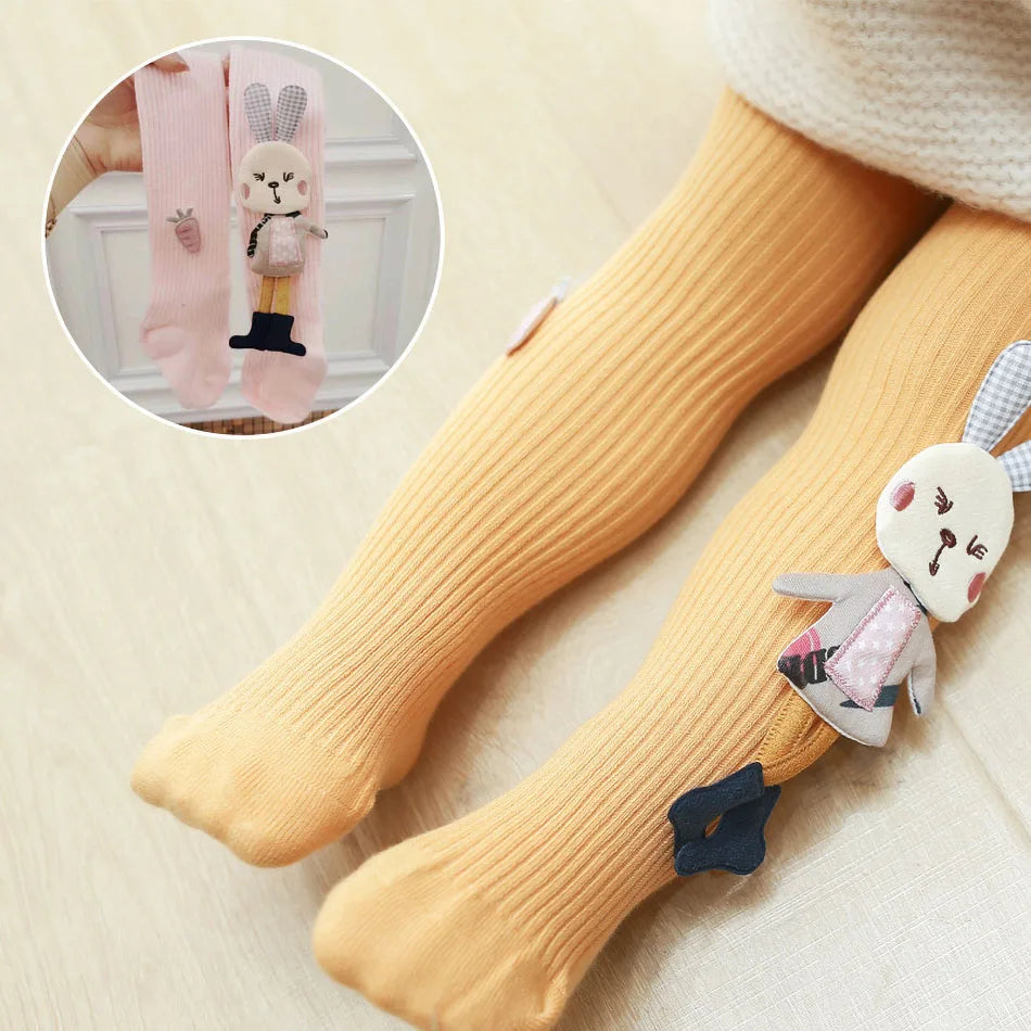 Baby Tights Kids Ribbed Knit Socks Children Soft Bunny Bottoms Girls 2024 Korean Stockings Spring Autumn Fashion Leggings 1-8Y