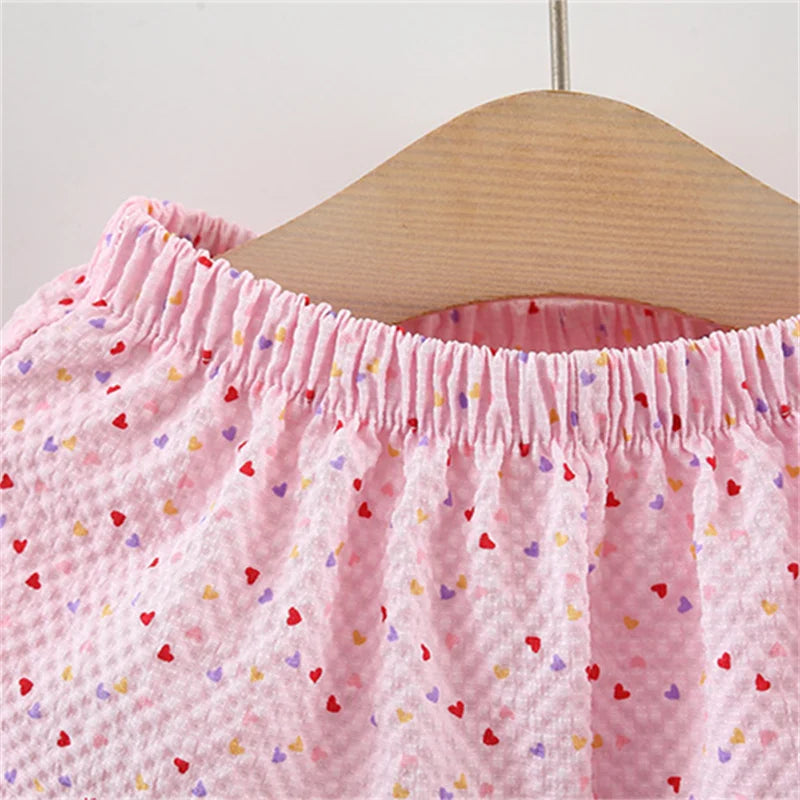 2Pcs/set Summer Sweet Newborn Summer Top And Pants Adorable Baby Girl Suit Lovely Bow Outfit Toddler 0-3 Y Children's Clothes