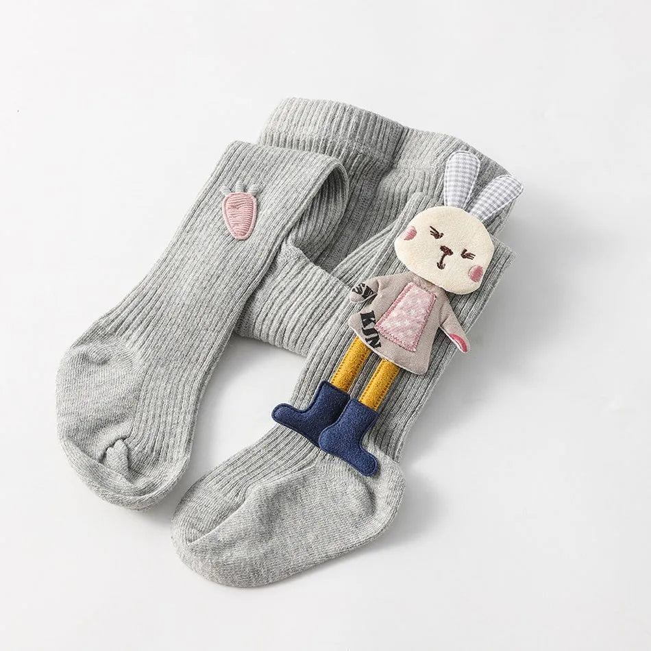 Baby Tights Kids Ribbed Knit Socks Children Soft Bunny Bottoms Girls 2024 Korean Stockings Spring Autumn Fashion Leggings 1-8Y