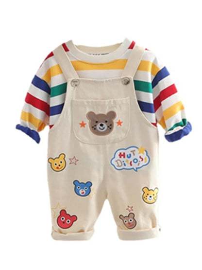 New Spring Autumn Baby Boys Clothes Suit Children Girls Fashion T-Shirt Overalls 2Pcs/Set Toddler Casual Costume Kids Tracksuits