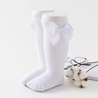 New Kids Socks Toddlers Girls Big Bow Knee High Quality Long Soft Autumn Winter 100% Cotton Lace Baby Tube Sock Baby Cotton Knee Socks Warm Big Bow Knot Baby Stockings Stylish Leg Warmer Soft Dance Socks